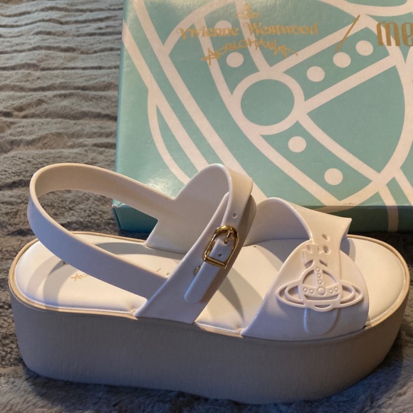 Vivienne Westwood White with Tan Platform Sandals - Picture 3 of 14
